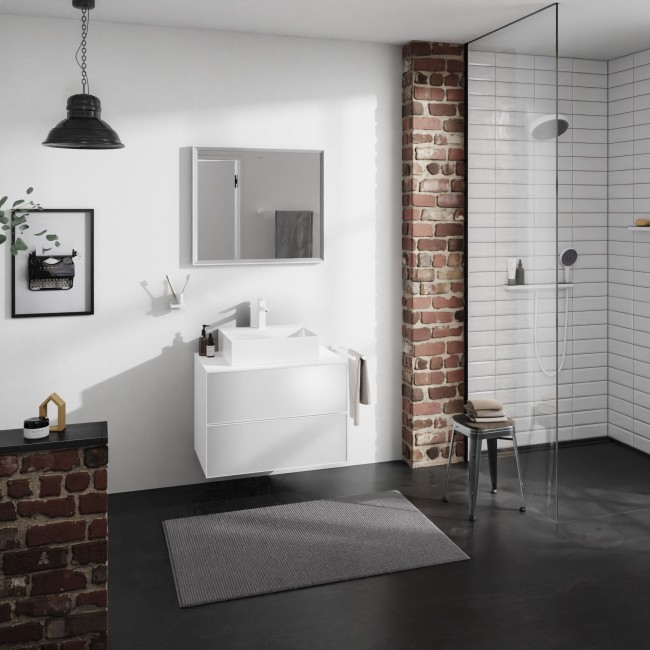 Тумба Xevolos E 780/550, з 2 шухлядами для столешні з вирізом посередині, 54187320 Matt White