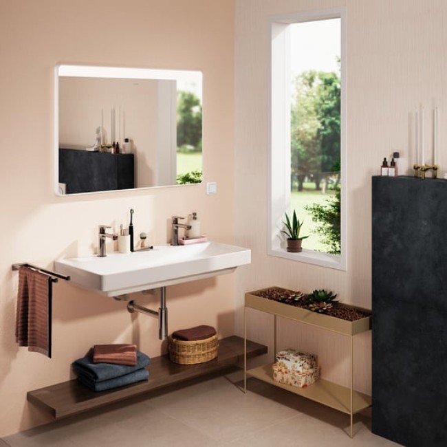 Зеркало Xarita Lite Q 1200 / 700 с горизонтальным LED светильником, белый матовый 54959700