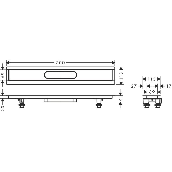 Монтажний набір hansgrohe для uBox universal 700 мм, 56011180
