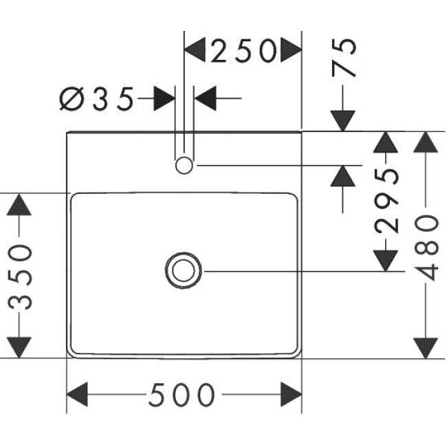 Умывальник 500/480 Xelu Q с отверстием под смеситель, без перелива, 61012450 с покрытием SmartClean