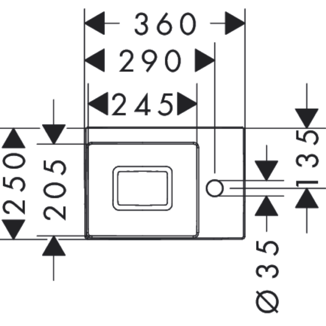 Умывальник 360/250 hansgrohe Xevolos E с отверстием справа, без перелива, SmartClean 61086450