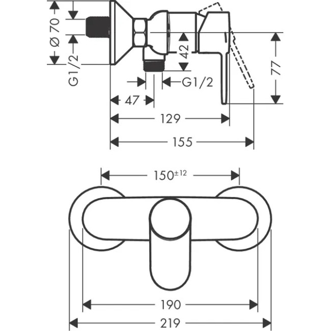 Змішувач hansgrohe Vernis S для душу, хром 71670000