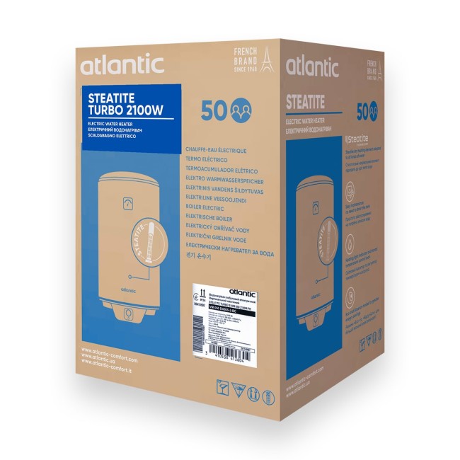 Водонагрівач побутовий електричний Atlantic Steatite Turbo VM 050 D400S-2-BC (2100W)