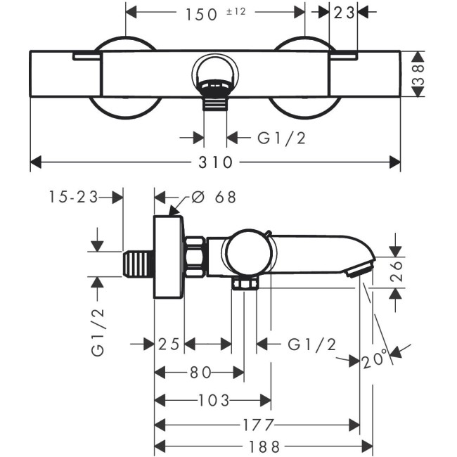 Термостат для ванны hansgrohe Ecostat Element 13347000 хром