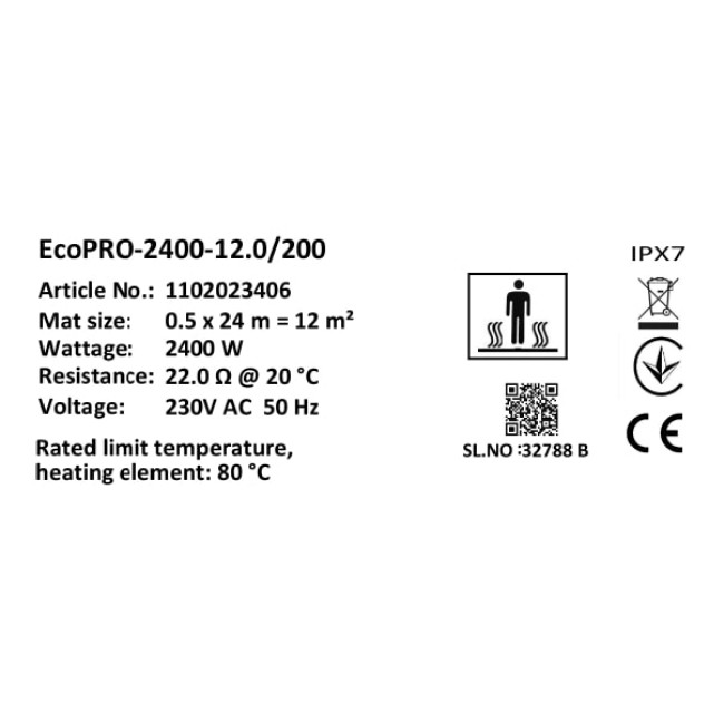 Мат нагревательный в комплекте Atlantic Nevada Profi EcoPRO-2400-12.0/200 W/m2