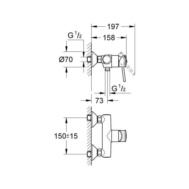 Grohe BauClassic Смеситель однорычажный для душа (32867000)