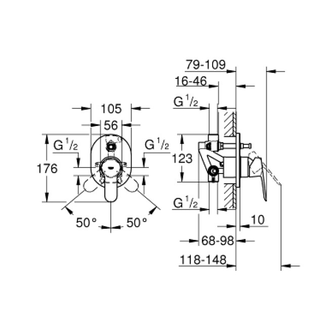 Grohe BauEdge Смеситель однорычажный для ванны (29039000)
