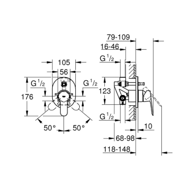 Grohe BauEdge Смеситель однорычажный для ванны (29039000)