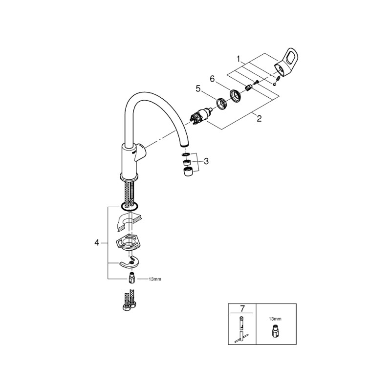 Grohe BauLoop Смеситель однорычажный для мойки (31368000)