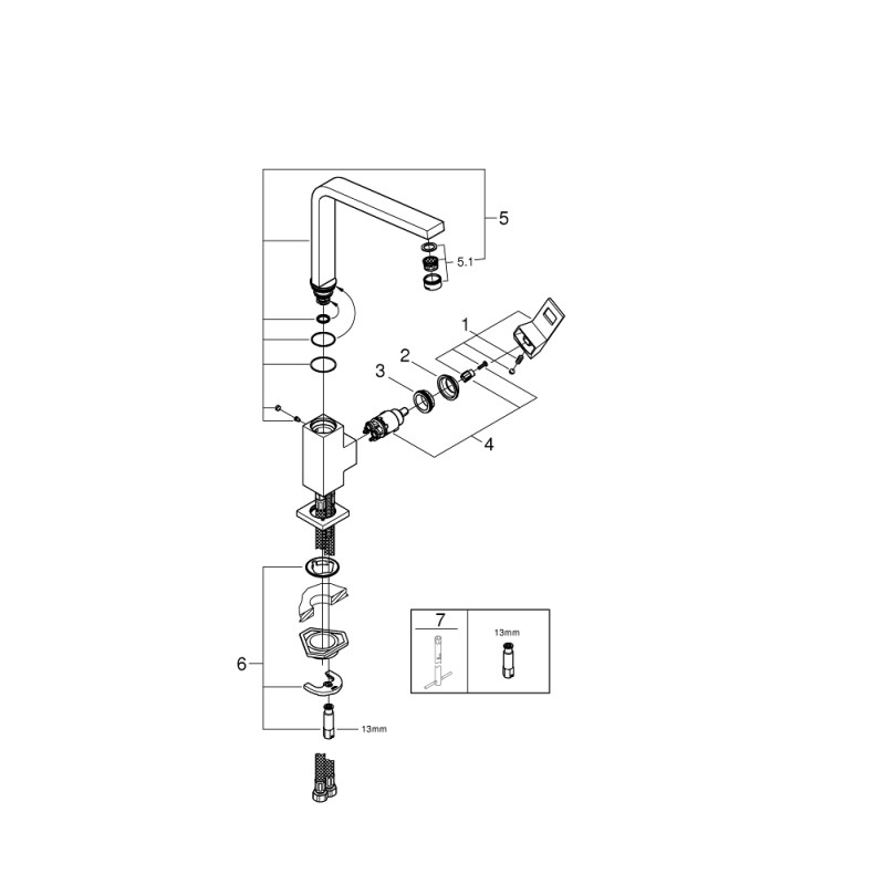 Grohe Eurocube Смеситель однорычажный для мойки (31255000)