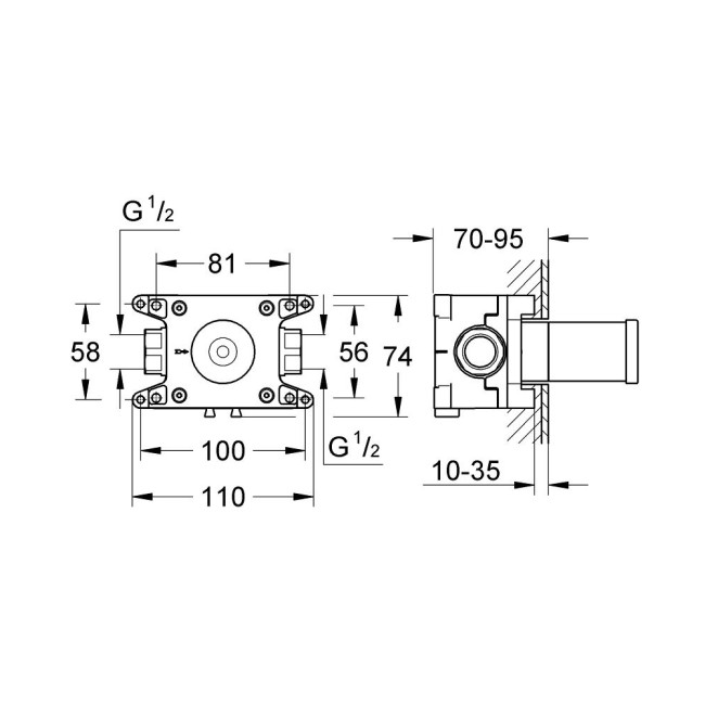 Grohe Grohtherm F Встраиваемый мехаизм для подключения душевого шланга (35034000)