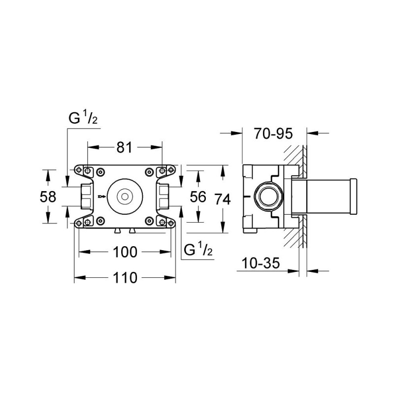 Grohe Grohtherm F Встраиваемый мехаизм для подключения душевого шланга (35034000)