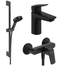 Набір змішувачів для ванни  3 в 1 hansgrohe Logis 20240008 (71107670, 71600670, 24161670) чорний матовий