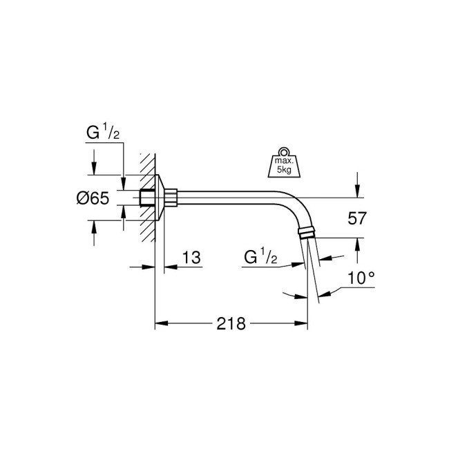 Grohe Relexa Душовий кронштейн 218 мм (27406000)
