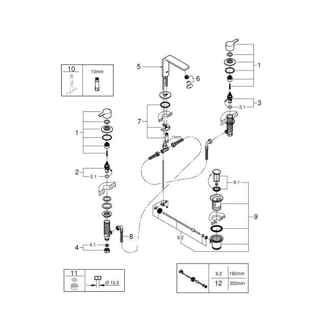 Grohe Lineare Змішувач для раковини на 3 отвори, M-Size (20304001)