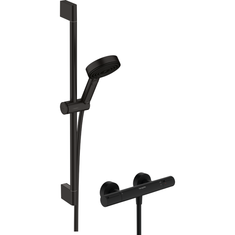 Душевой набор hansgrohe Pulsify Select S EcoSmart 65 см с термостатом Ecostat Element 24272670 черный матовый