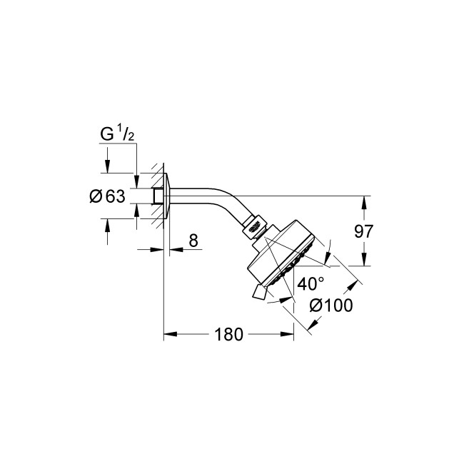 Grohe New Tempesta Cosmopolitan 100 Набор верхнего душа, 3 режима струи (26090001)