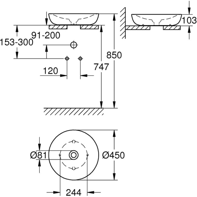 Grohe Essence Отдельностоящая раковина на столешницу D = 450 мм (3960900H)