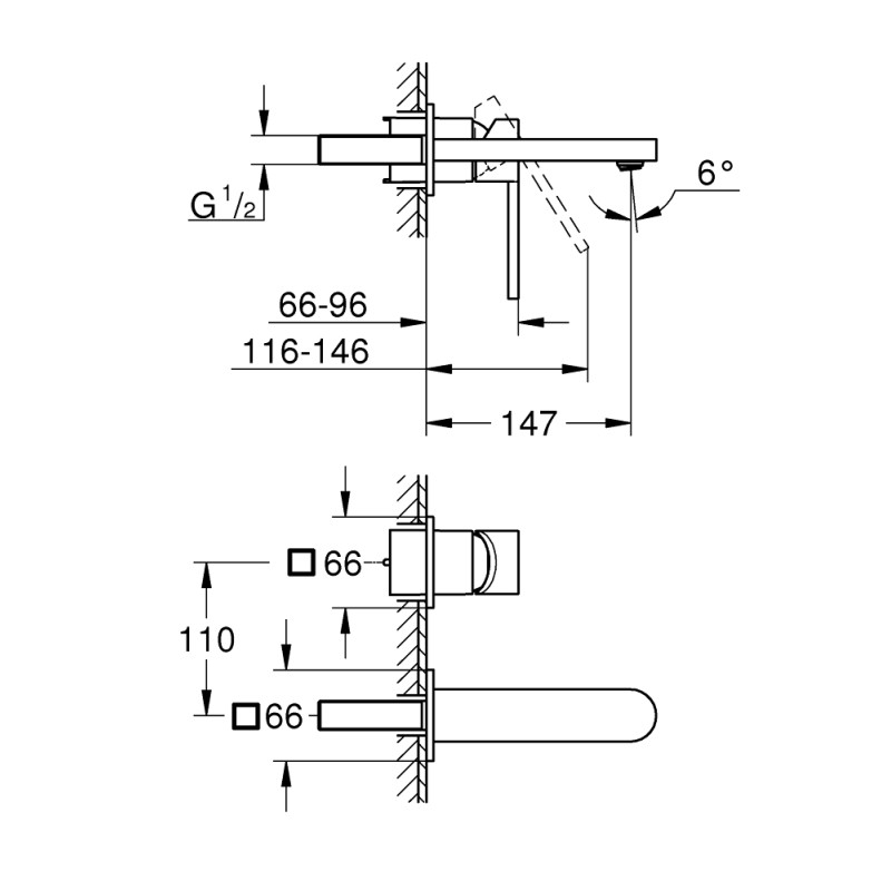 Grohe Plus Смеситель для раковины на 2 отверстия, M-Size (29303003)