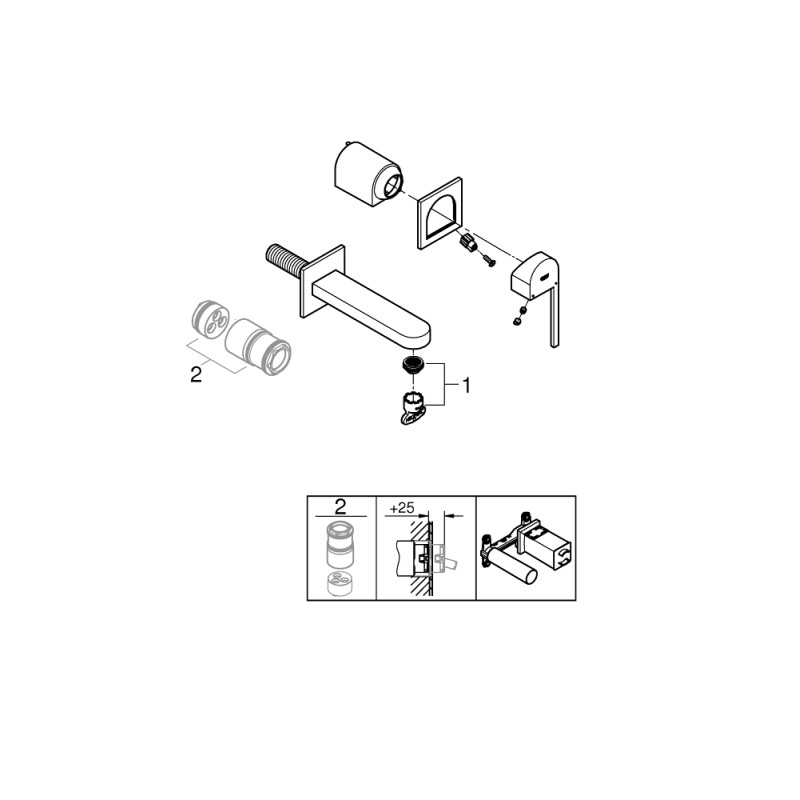 Grohe Plus Смеситель для раковины на 2 отверстия, M-Size (29303003)