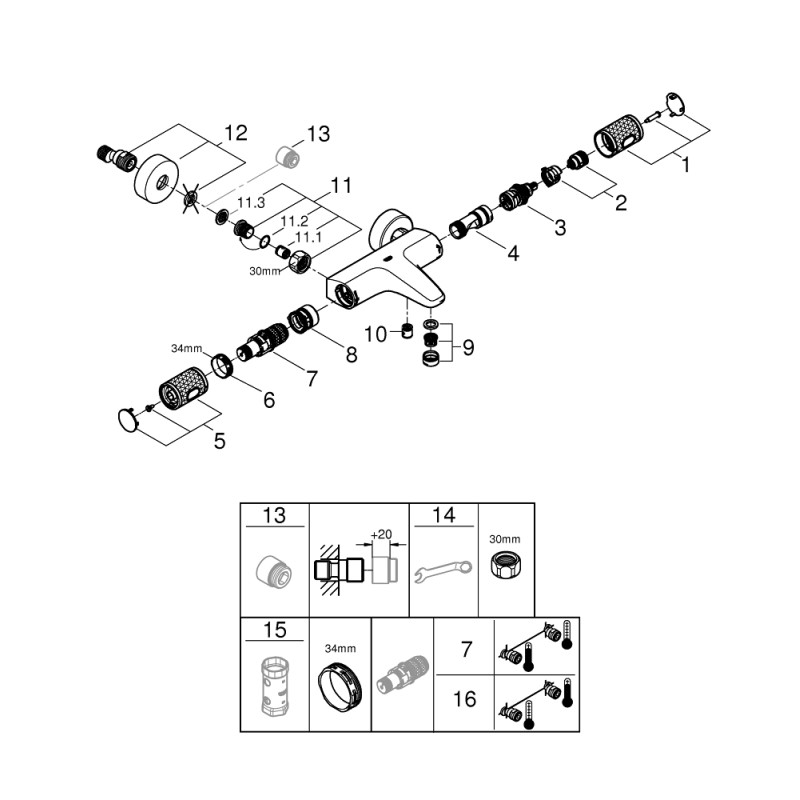 Grohe Grohtherm 1000 Performance Термостат для ванны (34779000)
