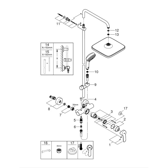 Grohe Tempesta Cosmopolitan System 250 Cube Душова система з одноважільним змішувачем (26692000)