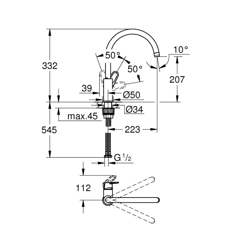 Grohe BauFlowСмеситель однорычажный для мойки (31230001)
