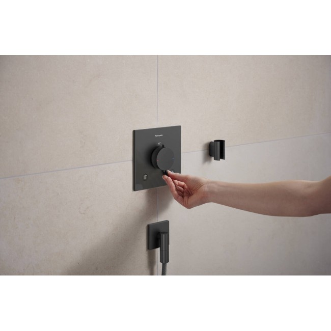 Шланговое подсоединение hansgrohe FixFit Fine E с обратным клапаном, 28883340 черный матовый хром
