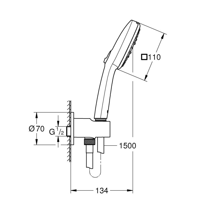 Grohe Tempesta Cube 110 Душевой набор, 3 режима струи (26910003)
