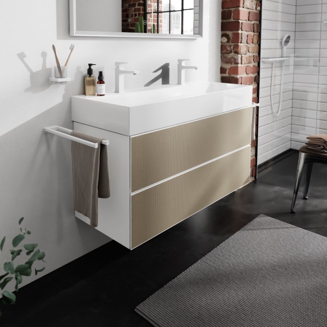 Тумба Xevolos E 1180/475, з двома висувними ящиками, 54184390 Matt Whitе / Patterned Bronze