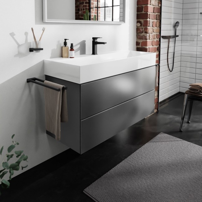 Тумба Xevolos E 1180/475, з двома висувними ящиками, 54186770 Slate Matt Grey / Metallic Slate Grey