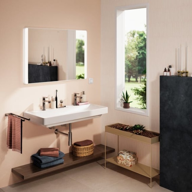 Зеркало Xarita Lite Q 1200 / 700 с боковыми LED светильниками, белый матовый 54965700