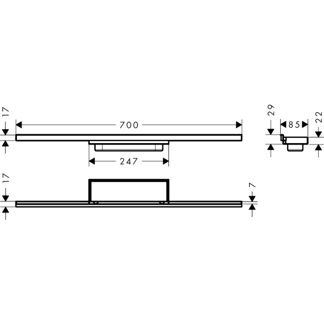 Зовнішня частина зливу hansgrohe для душу 700 мм RainDrain Minimalistic 56219000