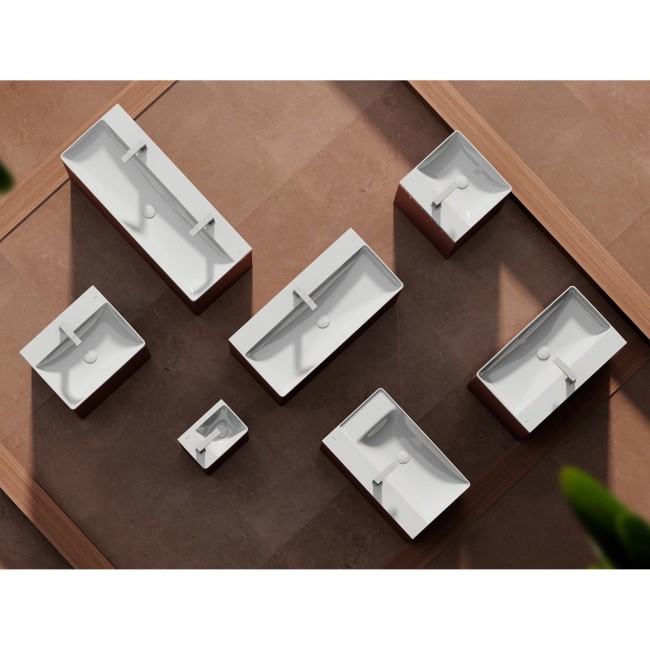 Накладна раковина 800/480 Xelu Q з поличкою праворуч, з отвором під змішувач, без переливу, 61027450 з покриттям SmartClean