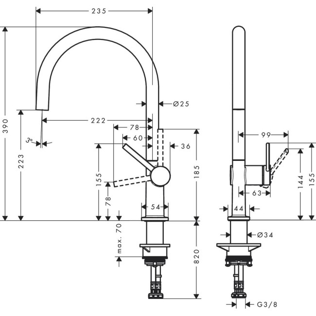 Змішувач hansgrohe Talis M54 для кухонної мийки, під сталь 72804800