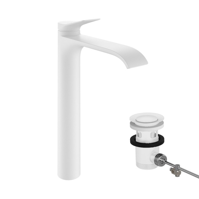 Змішувач hansgrohe Vivenis CoolStart для раковини зі зливним гарнітуром, білий матовий 75044700