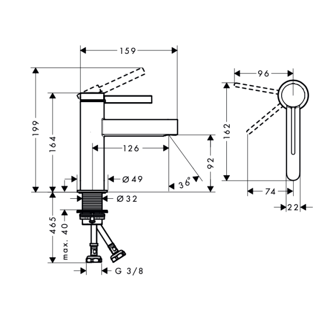 Змішувач hansgrohe Finoris CoolStart для раковини із зливним гарнітуром, бронза матовий 76012140