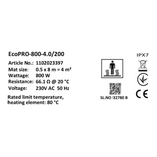 Мат нагревательный в комплекте Atlantic Nevada Profi EcoPRO-800-4.0/200 W/m2
