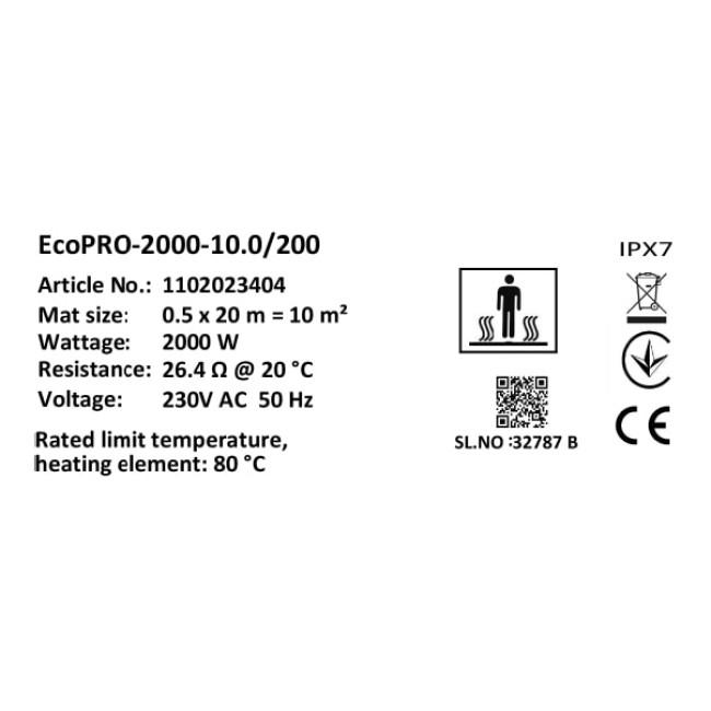 Мат нагрівальний в комплекті Atlantic Nevada Profi EcoPRO-2000-10.0/200 W/m2