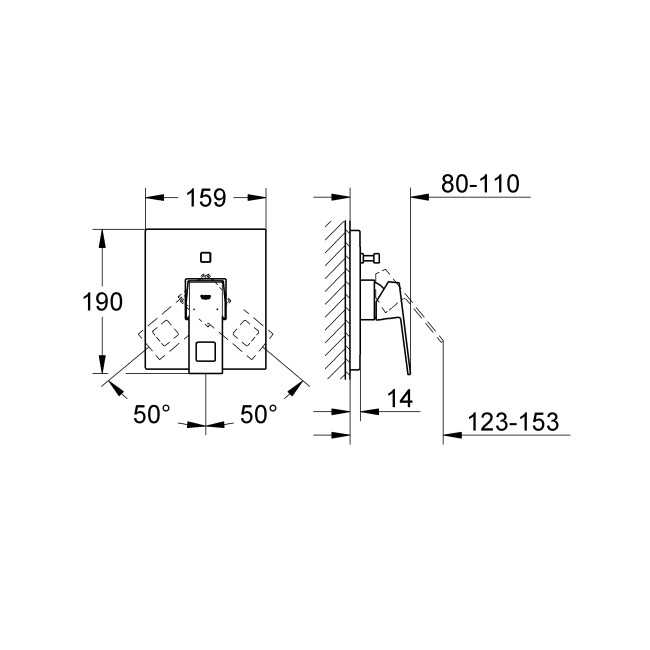 Grohe Eurocube Смеситель однорычажный для ванны, внешняя часть (19896000)
