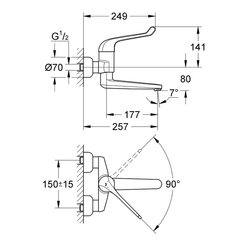 Grohe Euroeco Special SSC Смеситель однорычажный безопасный для раковины (32793000)