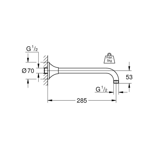 GROHE SPA Rainshower Grandera Душовий кронштейн 285 мм (27986000)