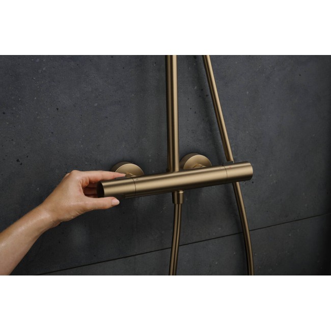 Душевая система hansgrohe Pulsify S Puro Showerpipe 260 1jet с термостатом 24236140 бронза