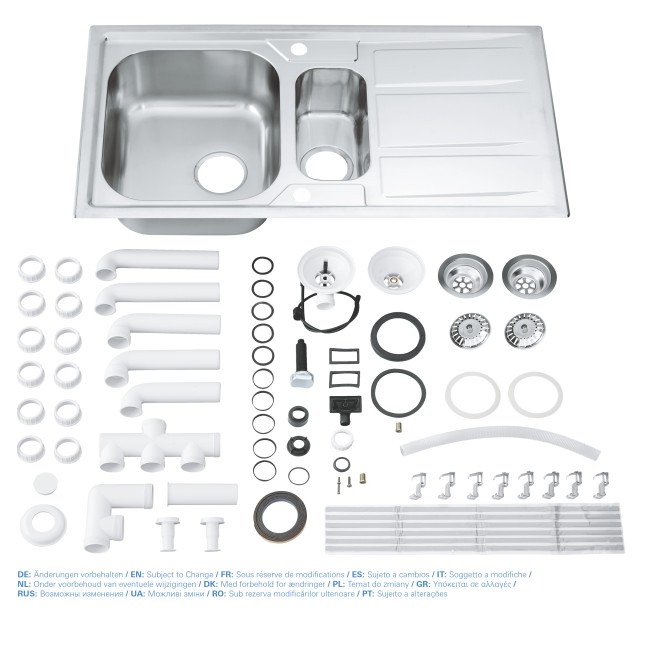 Grohe Мойка для кухни 970 x 500 мм с эксцентриком, 2 чаши, матовая (31564SD0)