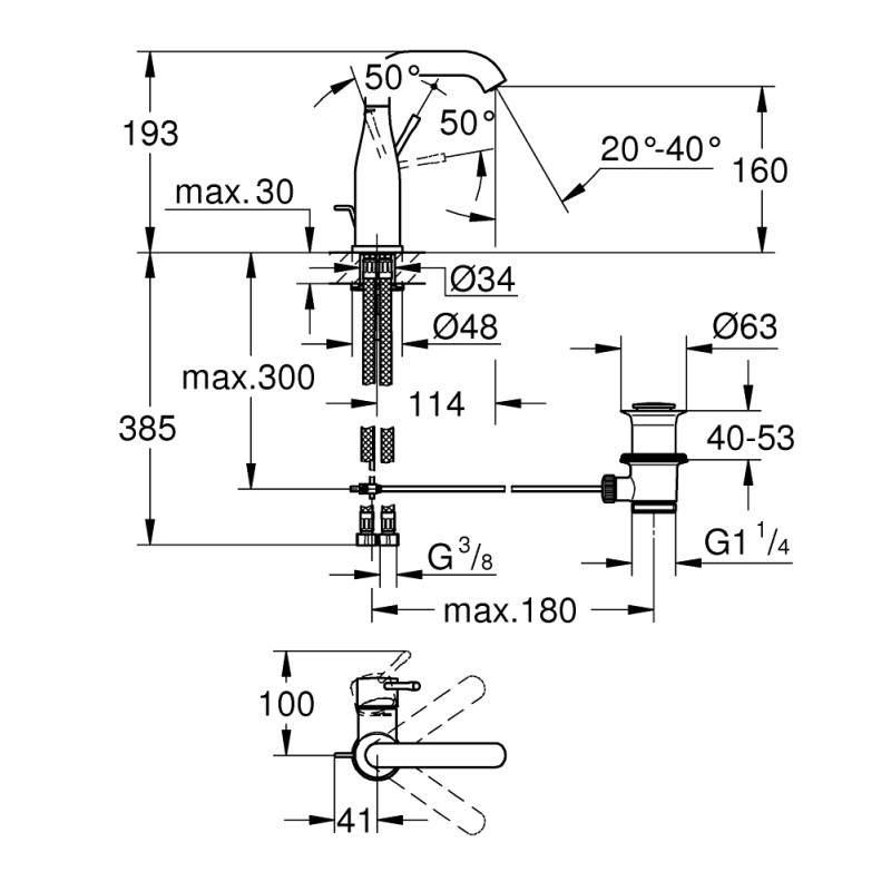 Grohe Essence Одноважільний змішувач для раковини M-size (23462AL1
)