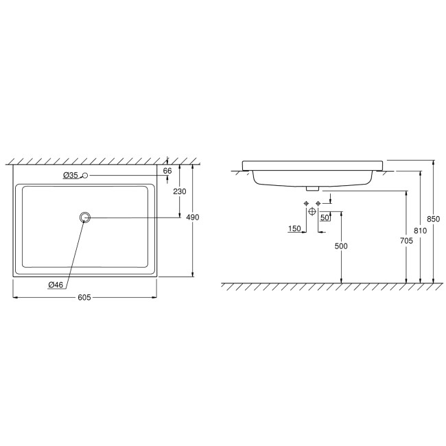 Grohe Cube Ceramic Раковина для столешницы напіввбудована 605х490 мм (3947900H)
