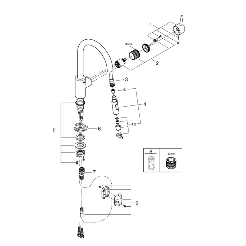 Grohe Concetto Одноважільний змішувач для мийки (31483002)