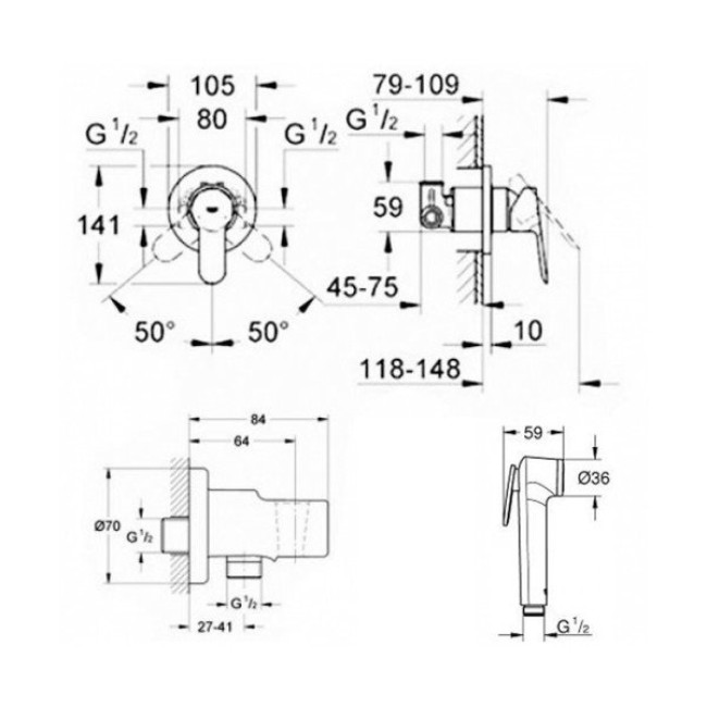 Grohe BauEdge Набор 4 в 1 для туалета (28512004)