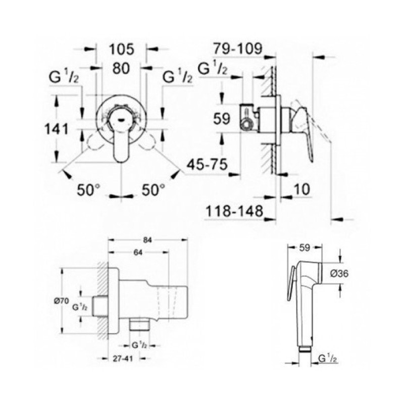 Grohe BauEdge Набор 4 в 1 для туалета (28512004)