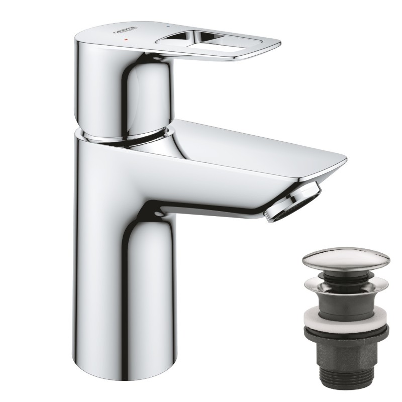 Grohe BauLoop New Смеситель однорычажный для раковины S-Size + нажимной донный клапан
 (23878001)